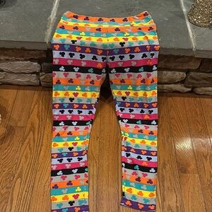 LuLaRoe Mickey head - Orange and Purple Leggings with Bold Pattern